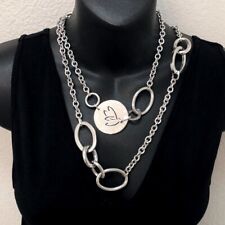 Franco PIANEGONDA 925 Sterling Silver EXTRA LONG 48"L Oval Link Chunky Necklace