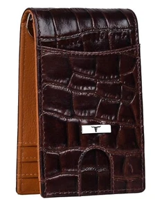 Cartera de cuero con clip para dinero marrón/mostaza con bloqueo RFID para hombre paquete de 1 - Imagen 1 de 8