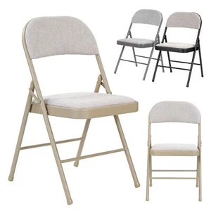 Deluxe Strong Steel Metal Frame Fabric Padded Folding Office Back Rest Chair New - Picture 1 of 23