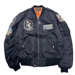AVIREX MA-1 Fliegerjacke Nylon schwarz mit Patch Herren F Versand aus JPN - Bild 1 von 11