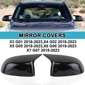 Gloss Black M Style Side Mirror Cover Cap For BMW X3 X4 X5 X6 X7 G01 G03 G05 G06 - Foto 1 di 22