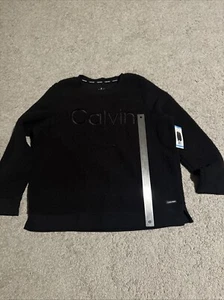 Felpa donna Calvin Klein L nera con logo Calvin top camicia manica lunga - Foto 1 di 4