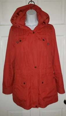 APT 9 Rojo Poli Con Capucha Cremallera Snap Impermeable Chaqueta Cortavientos S Foto 1 de 4