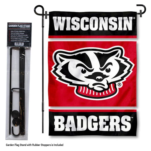 Wisconsin Badgers Garden Flag and Yard Stand Included Cover