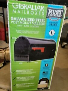 Gibraltar Black Mailbox Elite Large Steel Post Mount With Steel Mailbox Adapter
