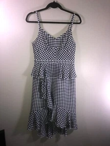 J Crew Größe 8 Seide schwarz & weiß Gingham Karomuster Wickelkleid Spaghettiträger - Bild 1 von 5