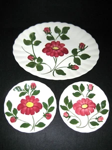 Vintage Blue Ridge Southern Potteries Red Nocturne Platter & Bread Butter Plates - Picture 1 of 6