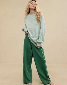 Suéter Sudadera Aerie American Eagle Getaway Waffle Cuello Redondo Verde Mediana - Imagen 1 de 8
