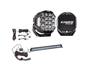 Kings 9" LethalPro Driving Lights+ pro harness+ 30 Double Row Light Bar +Harness - Picture 1 of 12