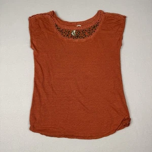 Vintage Lucky Brand Womens Small Linen Beaded Sleeveless Blouse - Picture 1 of 10