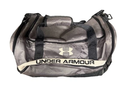 Under Armour Duffle Bag Grey Black White Protect This House Gym Bag Travel Tote - Image 1 of 4
