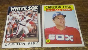 2) Carlton Fisk Baseball Karten 1986 Topps #290 & #719 A/S Chicago White Sox HOF - Bild 1 von 2