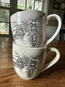 Laura Zindel Pinienzweig Kaffee Tee Tassen Tassen Creme Keramik Guilford Vermont - Bild 1 von 5