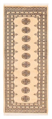 Alfombra tradicional de lana anudada a mano con bordes vintage de 2'8" x 6'4" Foto 1 de 4