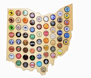 Beer Cap Map Ohio, United States Man Cave Bar Wall Decor Sign Display - Picture 1 of 9
