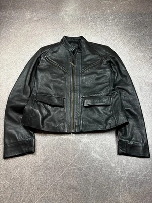 VINTAGE RICK OWENS TYPE MULTI ZIPPER CARGO CROPPED LEATHER JACKET 90S SMALL - Image 1 of 4