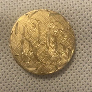 Broche broche redondo grabado con monograma redondo relleno oro 12k 1/20 - Imagen 1 de 9