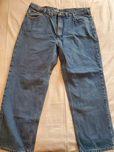 Pantalones de mezclilla Carhartt B172 DST forrados de franela calce relajado azules para hombre 44x32 (42x32 real) - Imagen 1 de 9