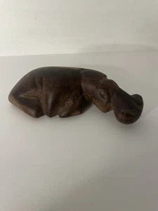 Holz handgeschnitzt afrikanisches Haus Nilpferd Nilpferd Statue 5 Zoll - Bild 1 von 4