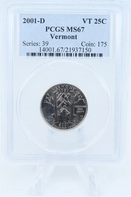 2001-D PCGS MS67 Vermont State Quarter Business Strike 25C - Image 1 of 2