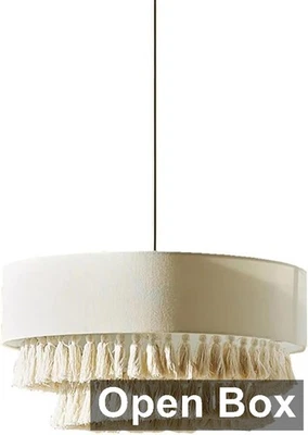 Modern Fabric Pendant Light, Classic Drum Ceiling Chandelier, White Drum Shade - Image 1 of 4