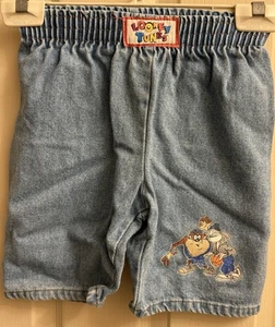Pantaloncini vintage Warner Bros Looney Tunes denim pull up taglia 5 Bugs Bunny anni 90 - Foto 1 di 7