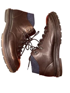 Ermenegildo Zegna Omar Wanderschuhe Schuhe 9,5m braun Leder blau Filz - Bild 1 von 12