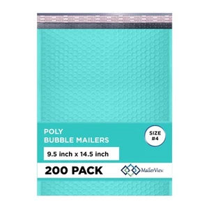 Grandes enveloppes à bulles poly sarcelle 9,5 x 14,5 pouces #4 | enveloppes rembourrées auto-scellées Cus - Photo 1/7