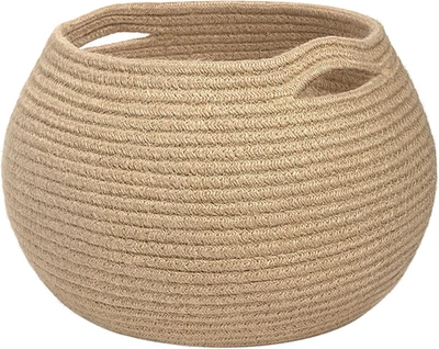 Wicker Storage Basket for Living Room, Small round Woven Basket for Toys, Towel, - Image 1 of 4
