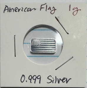 1 Gram Silver Art Bar "The American Flag"  .999 Fine Silver - Picture 1 of 3
