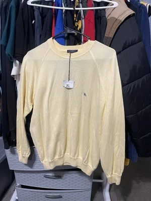 Size 48/XL- Vintage Burberry London Yellow Sweater 100% Cotton - Image 1 of 3