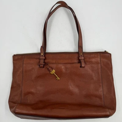 Bolso de Mano de Cuero Fossil Marrón Dorado Llave Clásico Bolso de Hombro Diario Foto 1 de 4