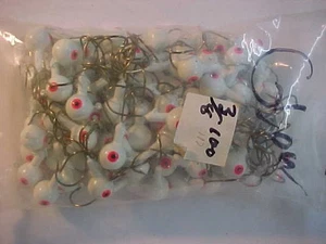 100 NEUE BLEIKOPF JIGKÖPFE 3/8 OZ ZANDER JIGS 1/0 HAKEN LEUCHTEND WEISS - Bild 1 von 4
