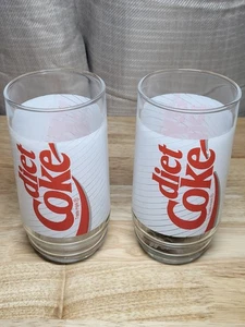 2 Vintage Coca Cola Diet Coke Drinking Glass Collectable - Picture 1 of 4