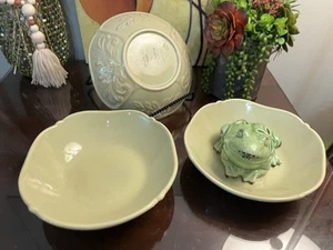 JC Penney Home Collection Isabella 3 Pasta Müsli geriffelter Rand grün Schalen - Bild 1 von 8