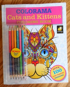 NEW COLORAMA "Cats and Kittens" Coloring Book - with Bonus Pencil Set - Picture 1 of 6