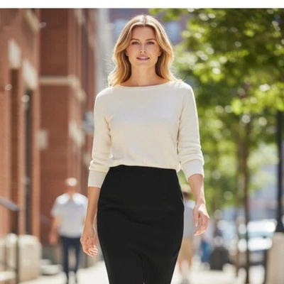 Theory Ansel Women’s 10 Black Virgin Wool Pencil Skirt Work Office Career Sleek - Image 1 of 4