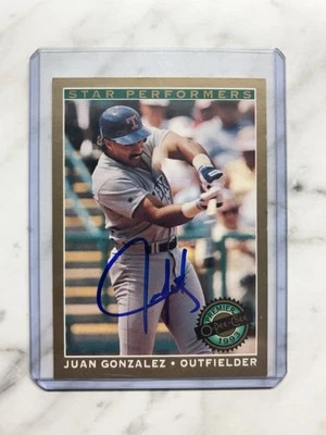1993 O-Pee-Chee Premier - Star Performers Juan González #7 Autograph - Image 1 of 2