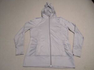 Mondetta Jacket Womens XL Gray White Chevron Hooded Pullover Lightweight Active