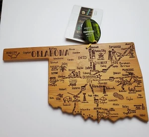 Laser Etched Destination Oklahoma State Bamboo Serving Board USA NEW - Picture 1 of 6