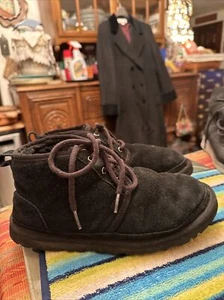 Ugg Women’s Black Sheepskin Lace-up Booties Boots Shoes Size 8 - Picture 1 of 12