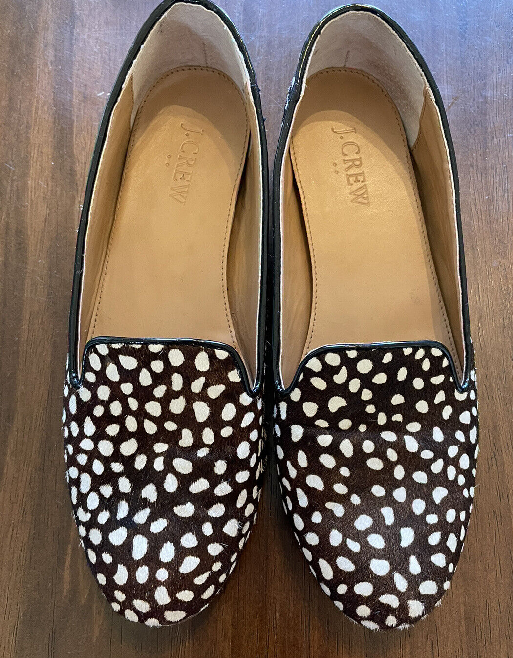 J Crew Darby Calf Hair Loafers Size 6.5 Flats Slip On Shoes 