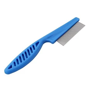 Peine antipulgas AZUL mango ultra fino perro gato metal dientes piel saludable pelo abrigo limpio - Imagen 1 de 12