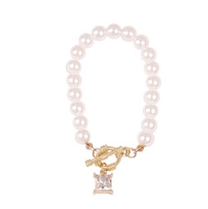 Damen Perle Schimmernder Armband Glieder Armreif Braut Buche Schmuck Geschenk - Bild 1 von 6