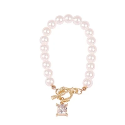 Damen Perle Schimmernder Armband Glieder Armreif Braut Buche Schmuck Geschenk - Bild 1 von 4