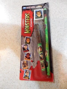 Set penna e gomma mostri universali vintage 1997 USPS sigillato Halloween - Foto 1 di 6