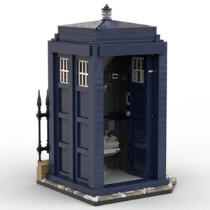 Blue Telephone Booth Model Building Blocks Call Box MOC Bricks Toys Collection - Picture 1 of 7