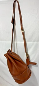 Vintage Coach Tan Brown Leather Drawstring Bucket Bag Shoulder NO-J5D-9994 - Picture 1 of 14
