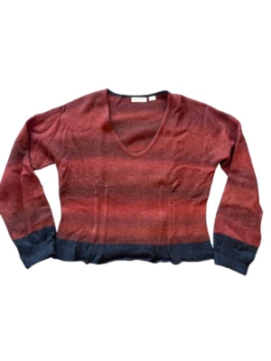 Sleeping On Snow Womens Red Blue Pure Wool Pullover V Neck Sweater Size XL - Image 1 of 4