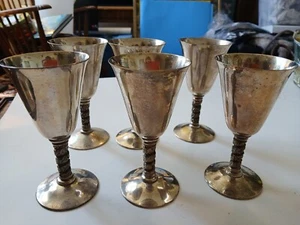6 Vintage EPB Umos Made In Spain versilberte Weinrebenkelche - Bild 1 von 4